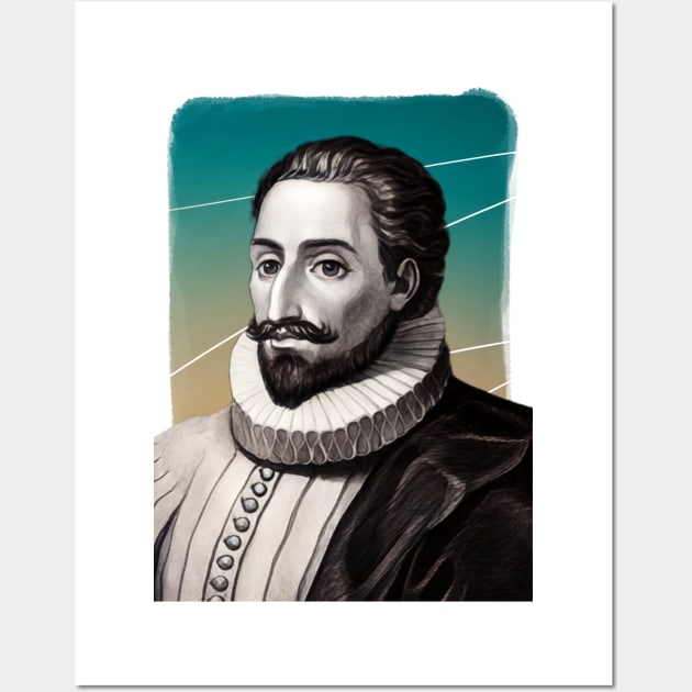 Spanish writer Miguel de Cervantes illustration Wall Art by Litstoy 